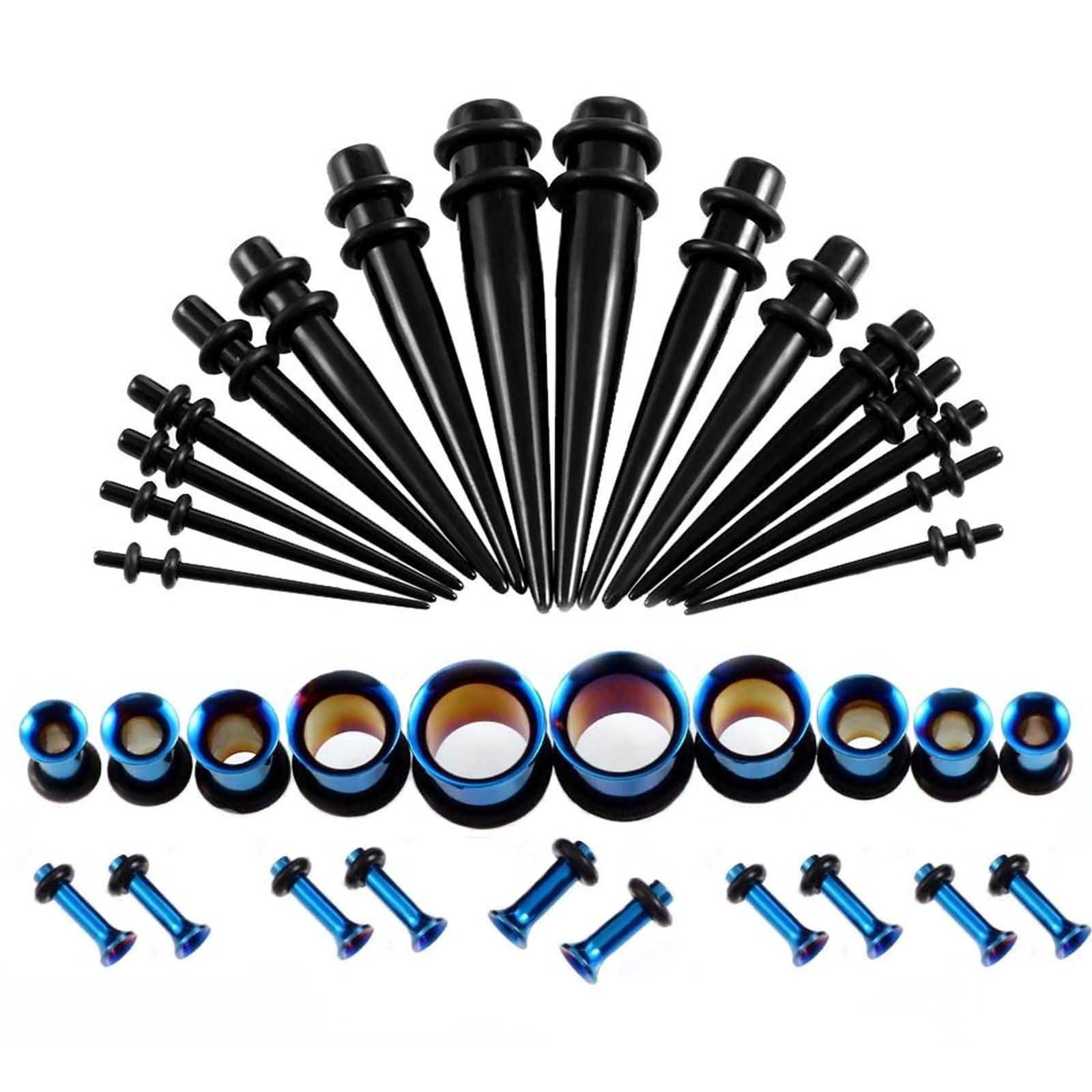 36 Stück Ear Piercing Ring, Tunnel Stretch Set Gemischter Cone Kanal aus Acryl Geschenk Hochzeit