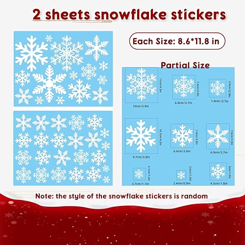 Miniatura 5 de Adhesivos navideños para ventana, calcomanías de decoración de ventana de caramelo de menta navideña, copos de nieve de Navidad, decoración para