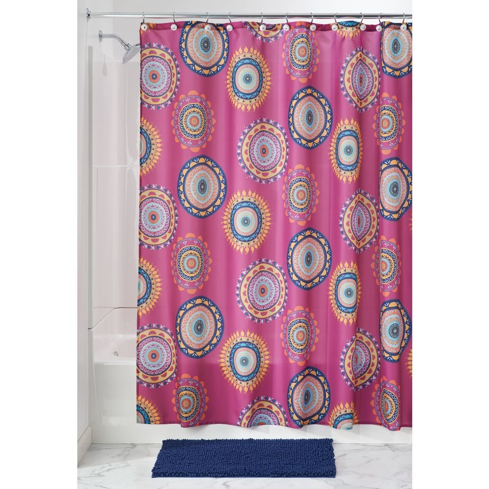 InterDesign Padma Medallion Fabric Shower Curtain 72" x 72", Fuchsia Multi Color Amazon.in