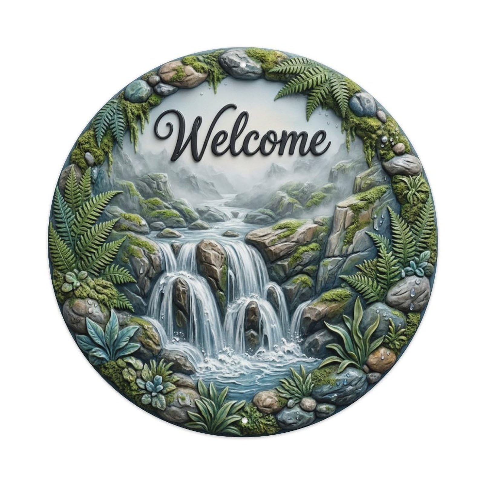 Tgrcjimh Style Metal Tin Sign Waterfall Nature Welcome Mountain Stream