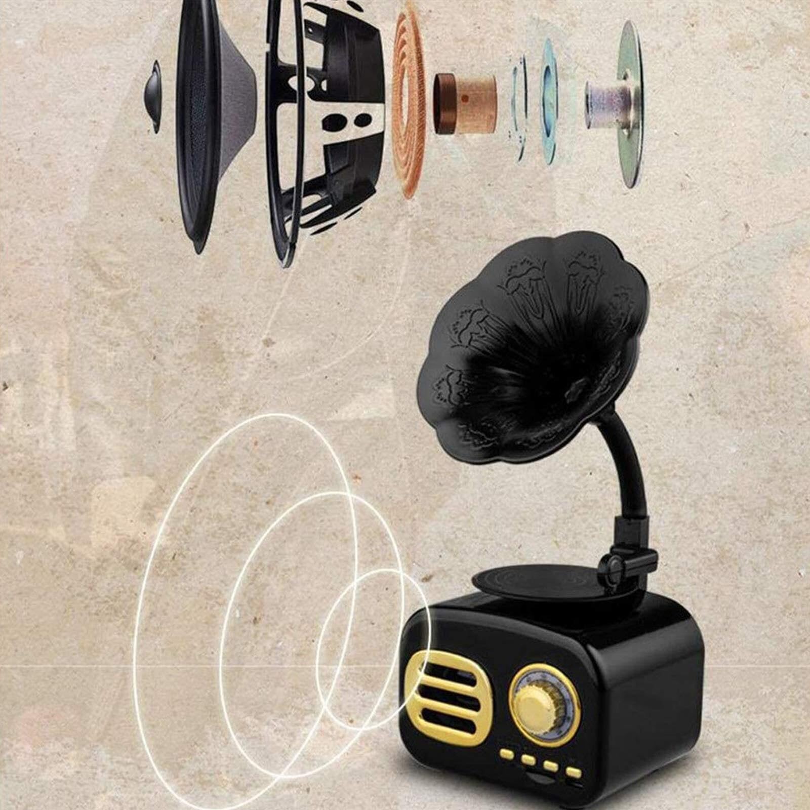 Enceinte Bluetooth - Phonographe Rétro Jukebox Radio Mini Portable Sans Fil Stéréo avec Son HD Bluetooth 4.1 Design Vintage pour Maison et Voyage