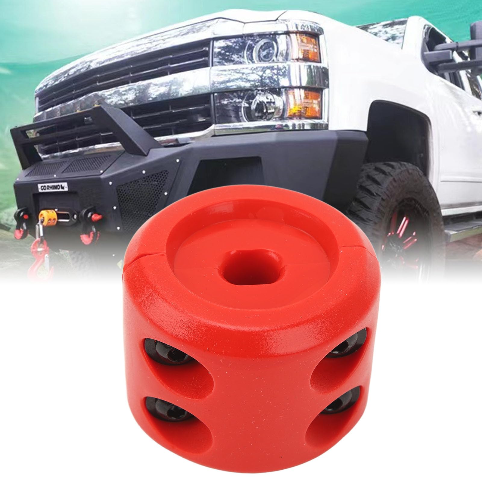 Gancho de cable de cabrestante de goma con tornillos y tuercas de acero inoxidable para ATV, UTV, SUV, ORV, cuerda de cabrestante sintética (rojo)