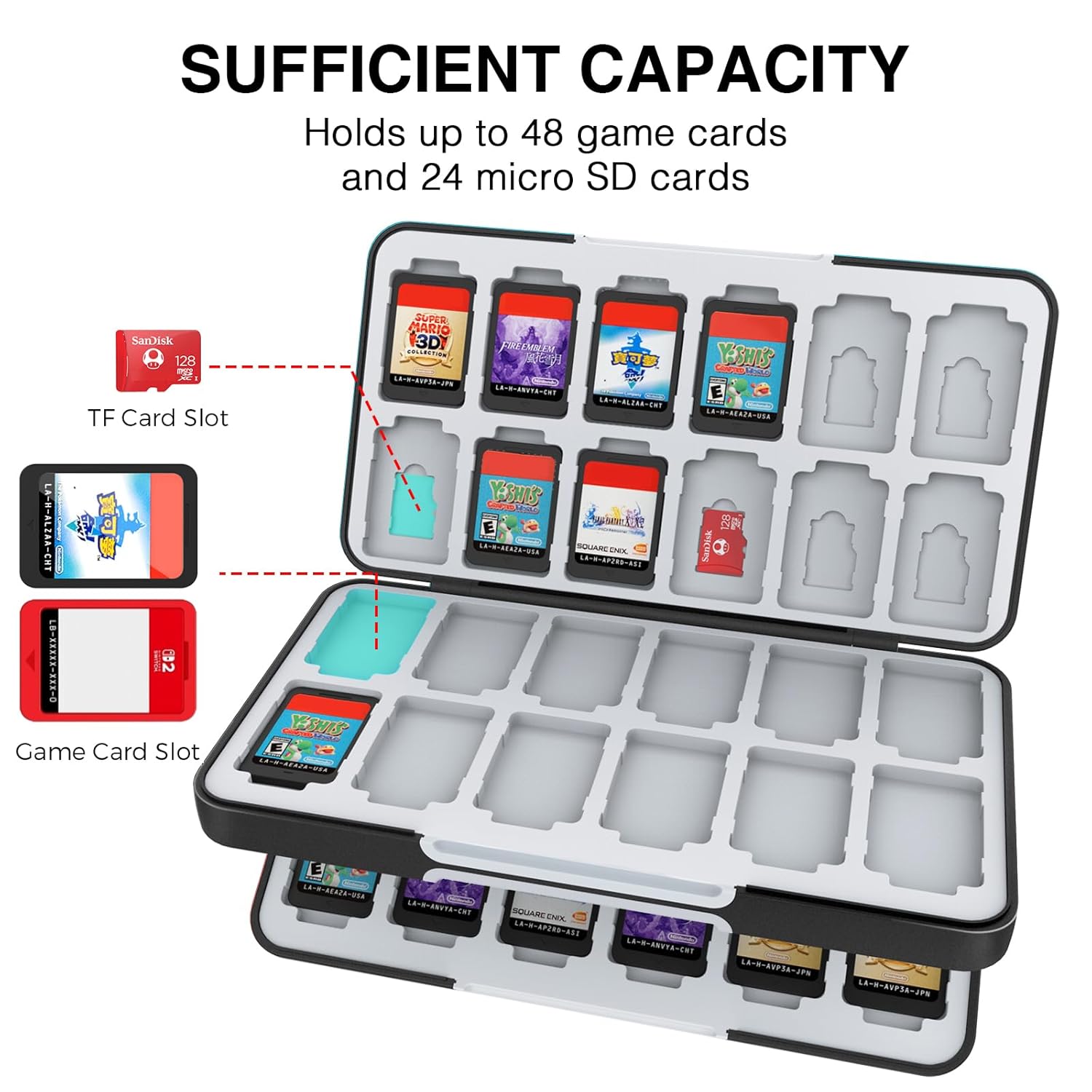 HEIYING Game Card Case for Nintendo Switch & OLED,Customized Pattern Switch Lite Game Storage Case with 48 Games Cards Slots and 24 Micro SD Cards Slots - Image 2
