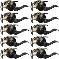 KNOBWELL 10-Pack Matte Black Privacy Lever Door Handles - Reversible Bedroom Bathroom Knobs, Easy Install Zinc Alloy
