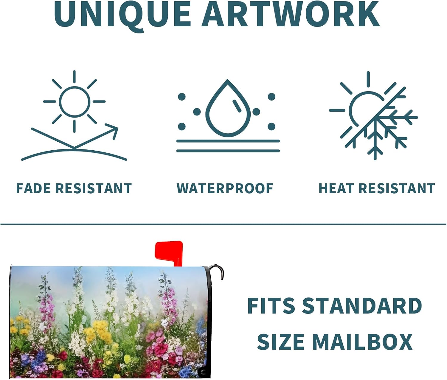 Spring Summer Floral Mailbox Cover Magnetic Large Oversized Wildflowers Mailbox Wraps Post Letter Box Cover for Garden Yard Home Decor 25.5" x 21"