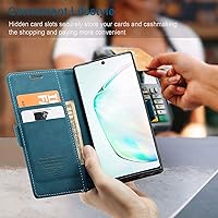 Vista 6 de Funda tipo cartera para Samsung Galaxy Note 10, con soporte magnético, funda protectora de piel sintética, estilo retro, con ranuras para tarjetas