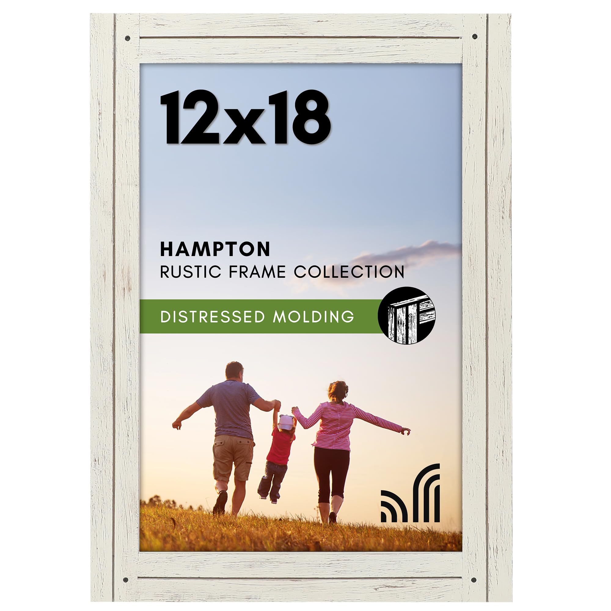 Americanflat Aspen White 12X18 Poster Frame With Polished Plexiglass - Hampton Collection - Distressed Wood Picture Frames For Vertical Or Horizontal Wall Display