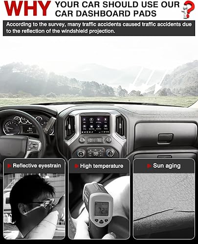 Miniatura 2 de Autorder Cubierta de tablero para Chevy Chevrolet SilveradoGMC Sierra 1500 2014-2018, SilveradoGMC Sierra 2500HD 3500HD 2015-2019, accesorios para