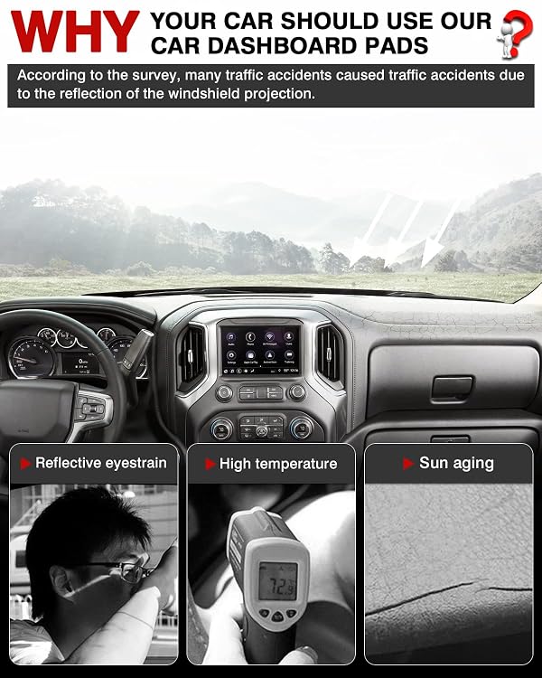 Autorder Dashboard Cover Mat for 2014-2018 Chevy Chevrolet Silverado/GMC Sierra 1500, 2015-2019 Silverado/GMC Sierra 2500HD 3500HD Accessories Dash Cover Flannel Sunshade Glare UV Rays Protector by Autorder - Used condition - Image 2