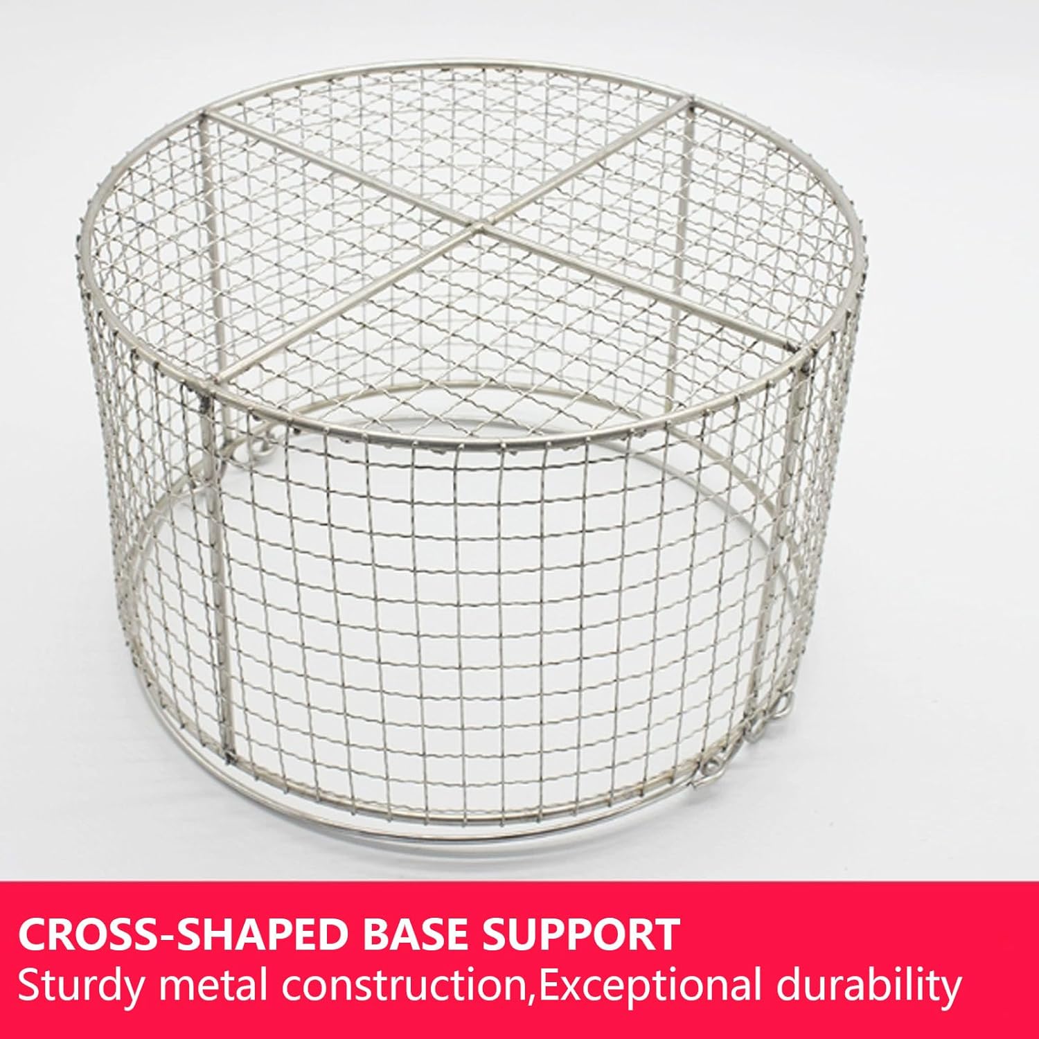 Mesh Perforated Baskets Sterilization Tray Medical 304 Stainless Steel Mesh Basket Circular Medical Tray with Dual Handles Suitable for Laboratories Dental Practices and Hospitals 35x35cm