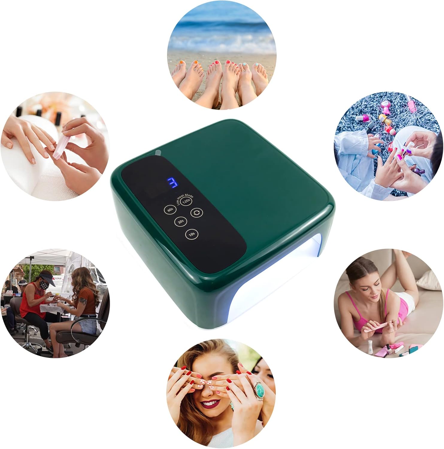 LB UV LED Nail Lamp, 72W Professional Cordless Rechargeable LED Nail Dryer with 4 Timer Setting Sensor and LCD Display Portable Home and Salon Gel Nail Art Tools (Green)
