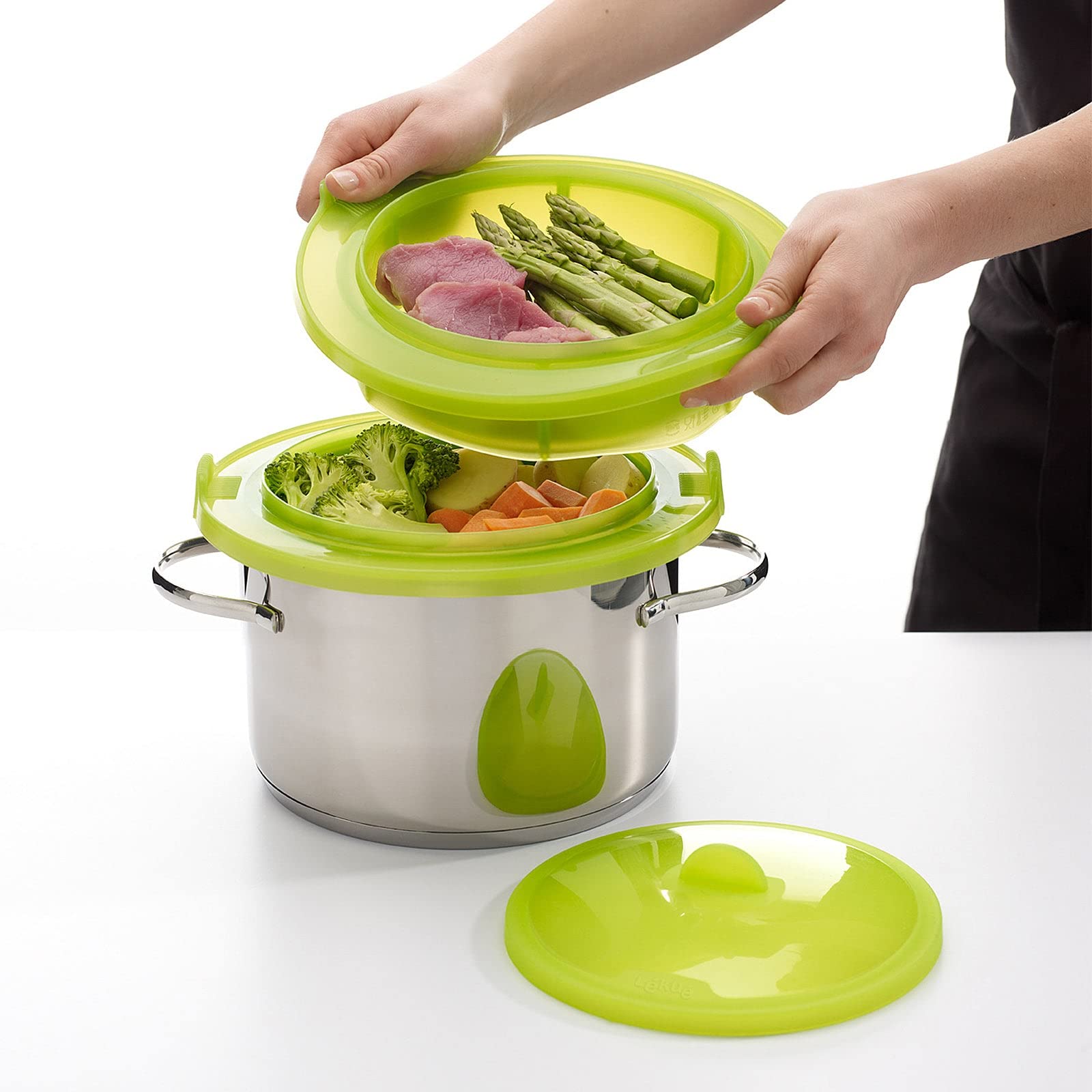 Lékué Nakładka do gotowania na parze silikon 22 cm zielony