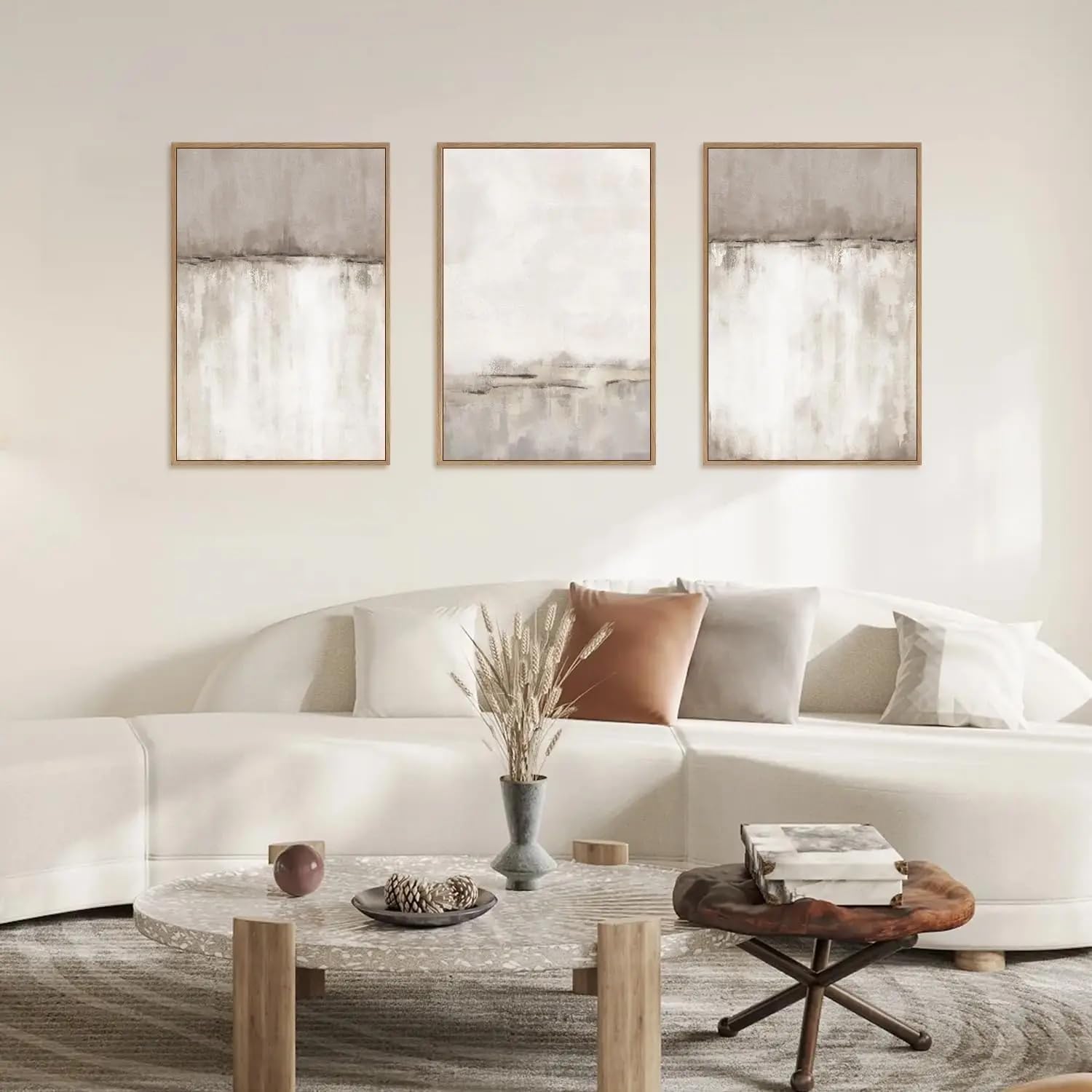 SOBMQ Poster-Neutral Taupe Texture Beige Wall Canvas Painting Abstract Poster Print Art Picture For Living Room Bedroom Home Decoration-60 * 70cm-3PCS (No Frame)