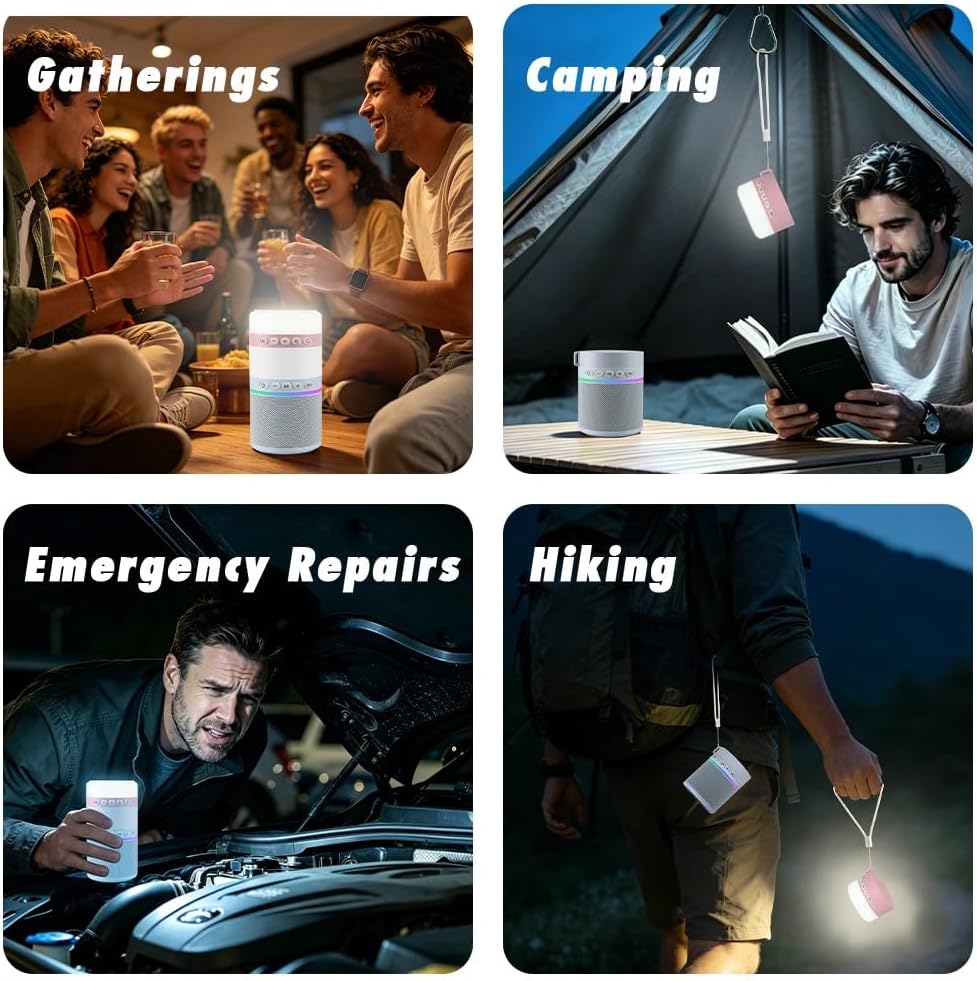 Wireless Speaker & White Noise Machine for Sleep with Night Light | Sound Machine for Sleep, Splittable Speaker with Rhythm Lights, Camping Light with 5 Light Modes&Dimmable, Stereo Sound, TWS