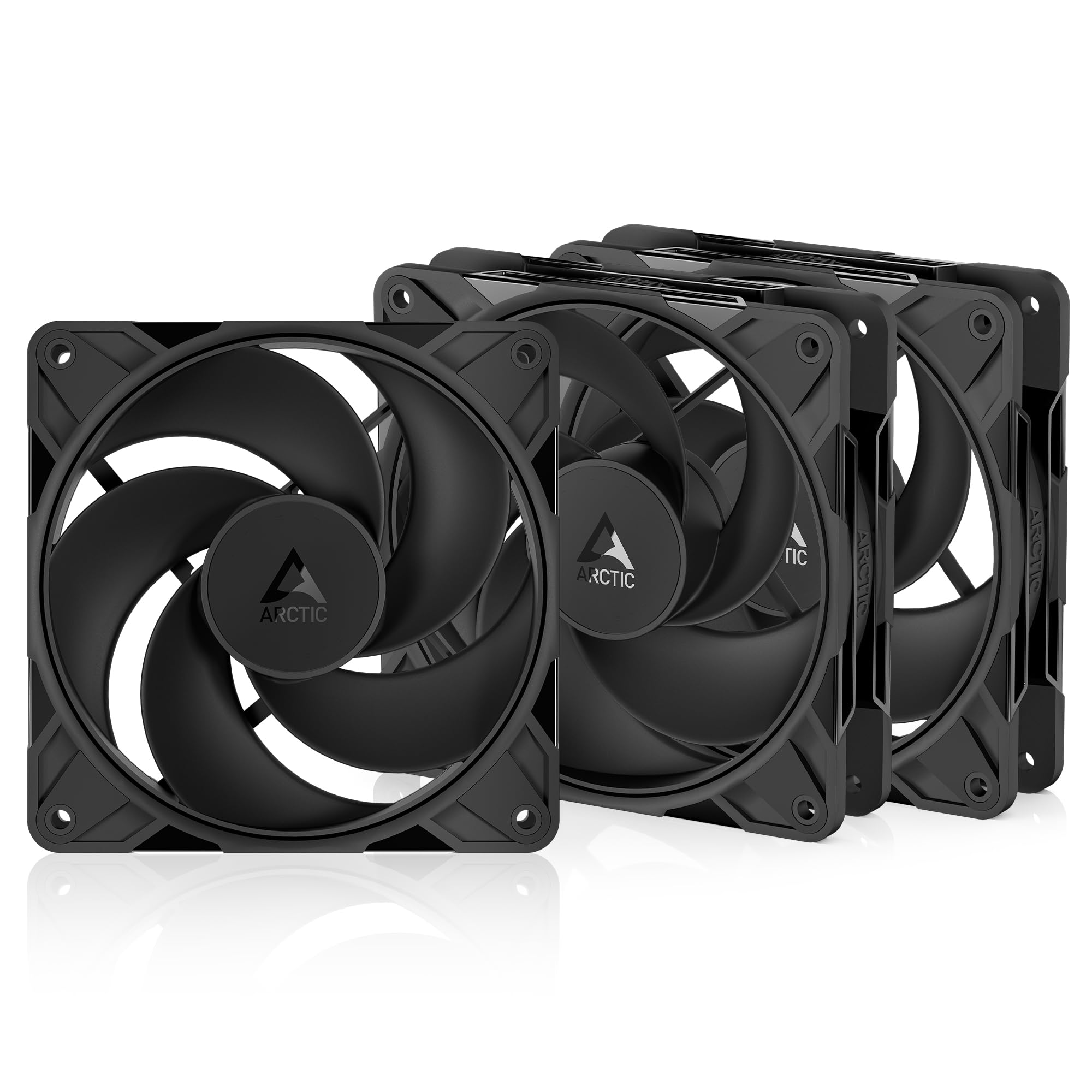 ARCTIC P12 Pro Reverse – 3 Pack – 120 mm Premium Fan with Reverse Airflow, PWM Fan with Y Cable Splitter, 500-3000 RPM, 0 RPM <5% PWM, hydrodynamic Bearing, 4-Pin - Black
