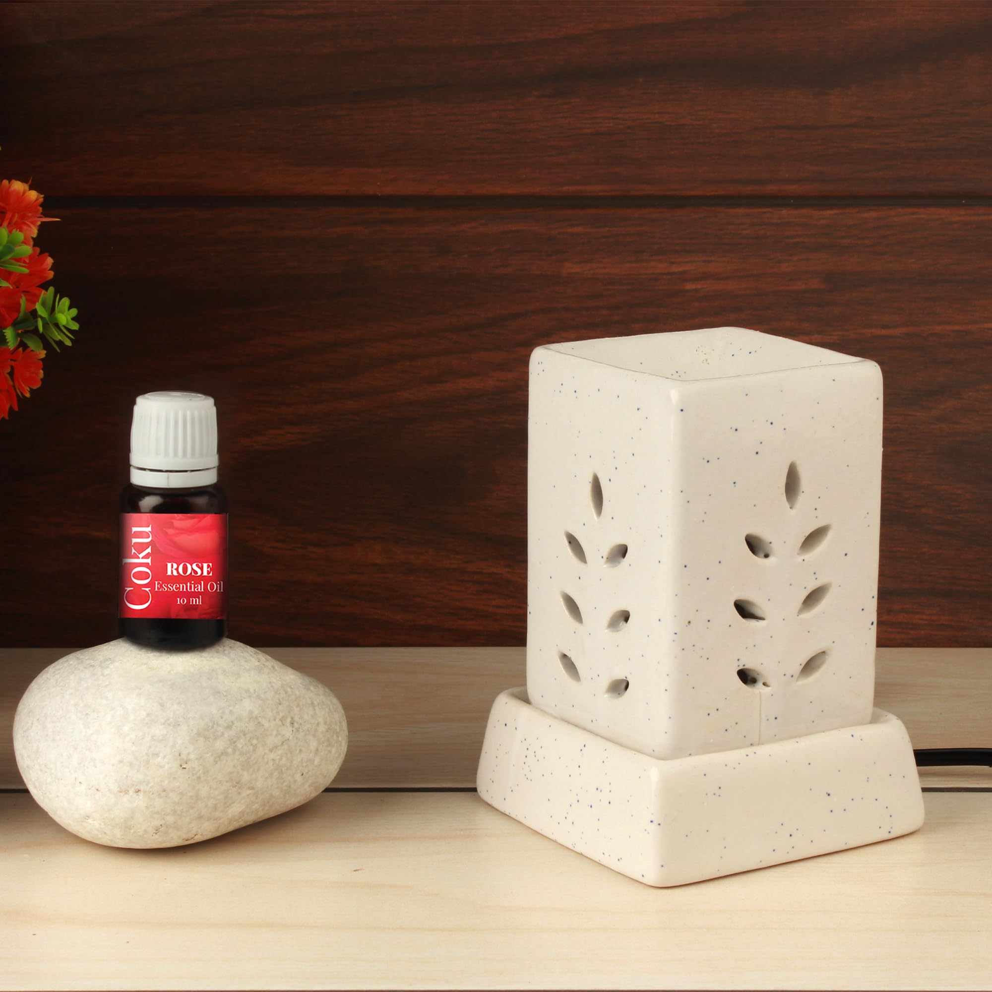 Coku Square Pillar Shape Ceramic Aroma Burner Electic | Electric Diffuser Lamp| Aromatherapy Diffuser for Home| Oil Burners with 10 ml Fragrance Oil - Combo (with Rose Fragrance) (B0CRB8TH8F) Amazon Price History, Amazon Price Tracker
