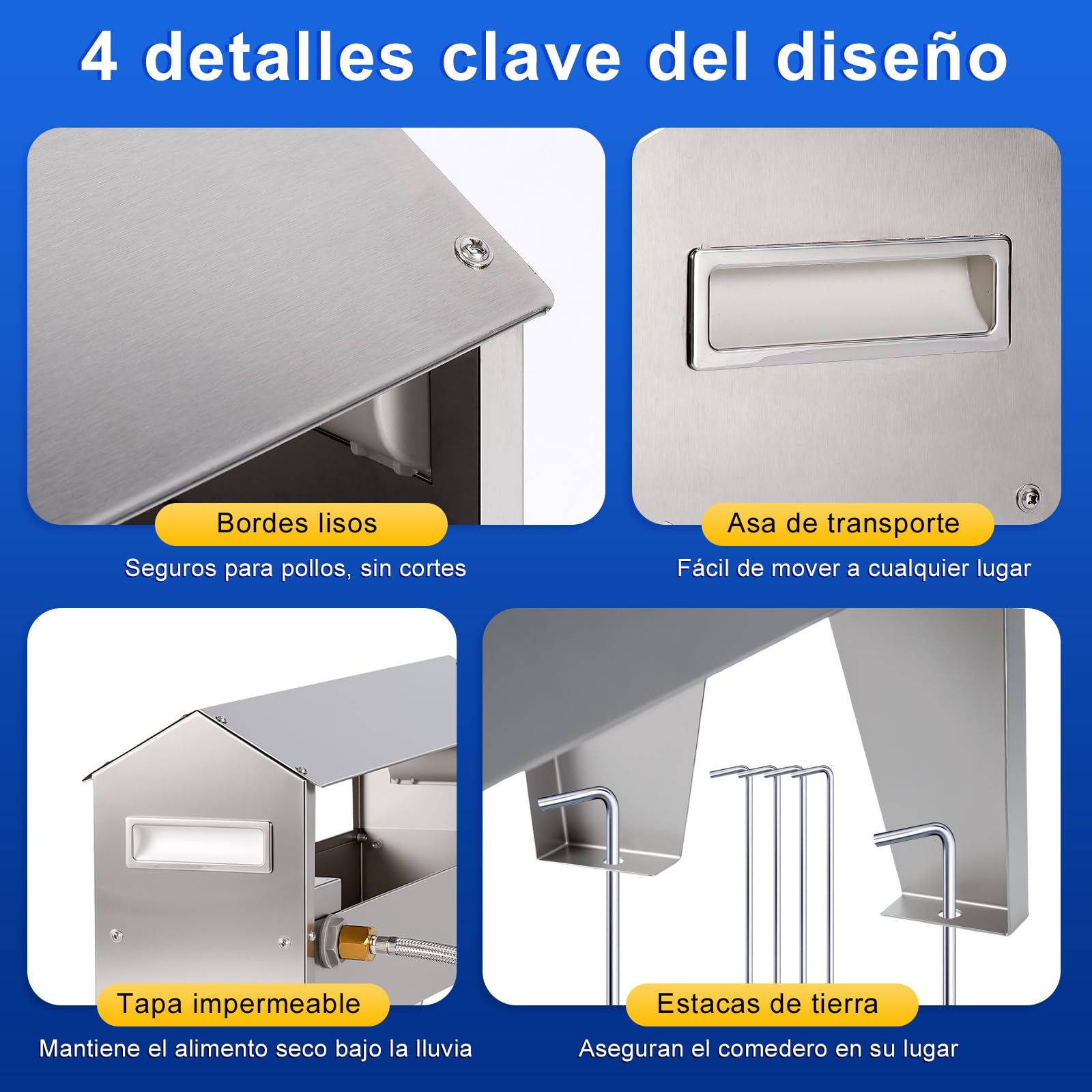 7 litros Bebedero Gallinas Automatico,Bebedero de Acero Inoxidable para Aves de Corral,Bebedero para Gallinas,Bebedero Anti-Desperdicio con Válvula de Flotador,Bebedero para Pollo para gallina