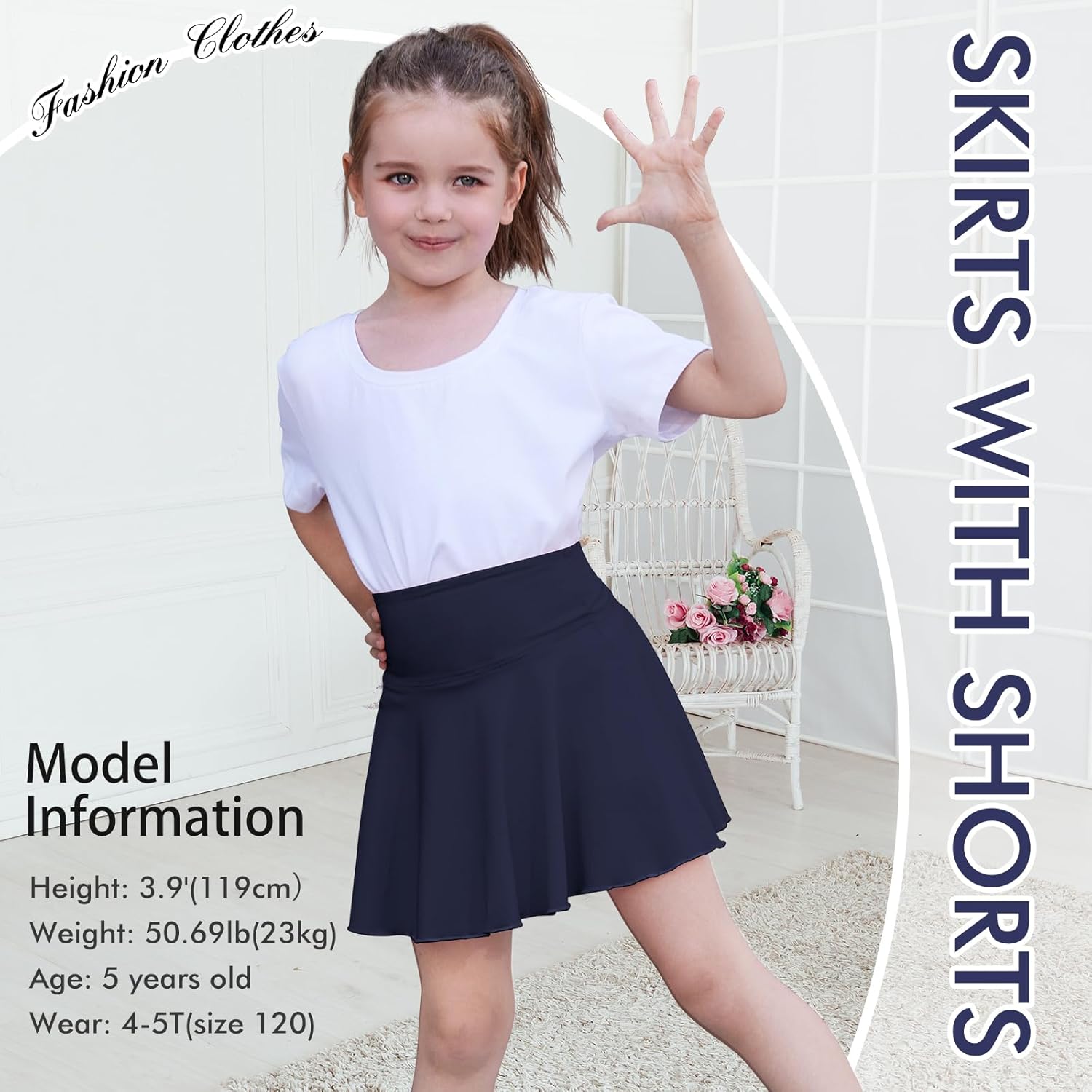 Toddler Baby Girl Skirts Flared Girls Mini Skorts Stretch Tennis Skater Uniform Athletic Skirts with Shorts Pockets - Image 5