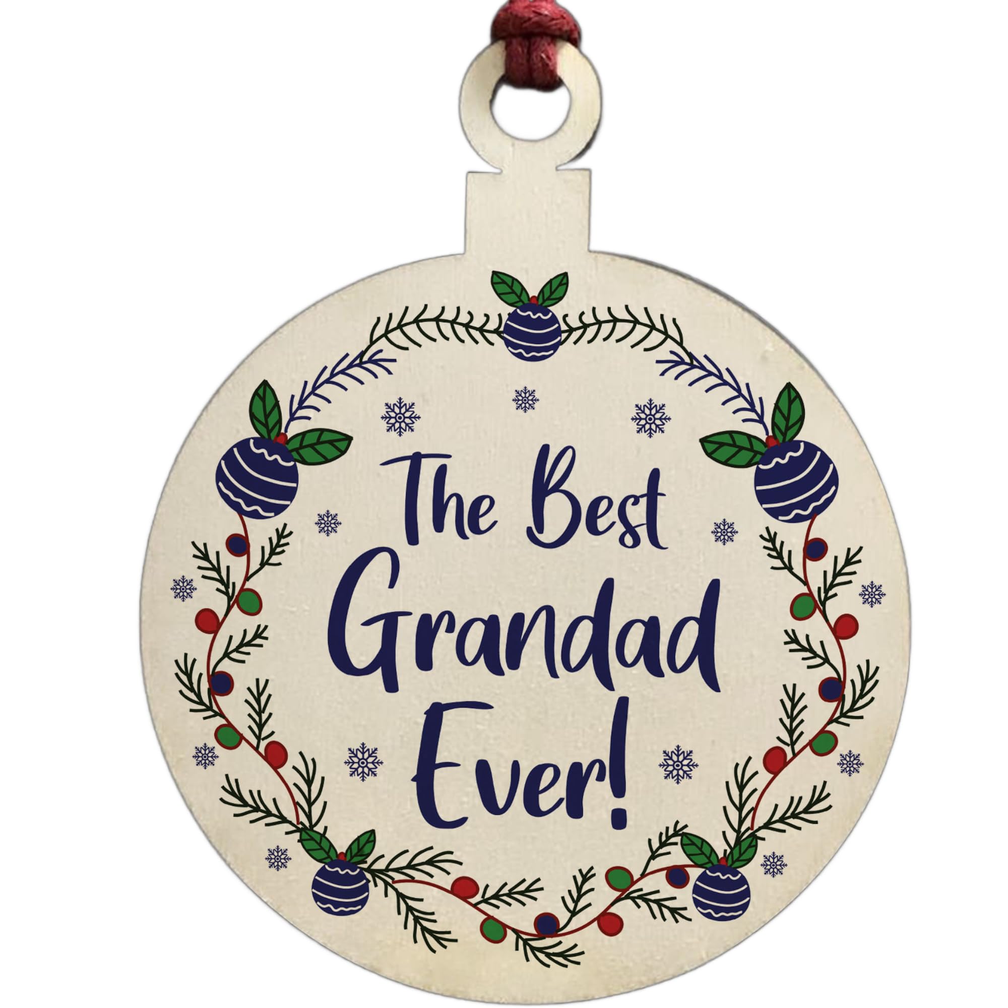 Red Ocean The Best Grandad Ever Tree Decoration Wood Bauble Gift For Grandad Grandparent Gifts For Him