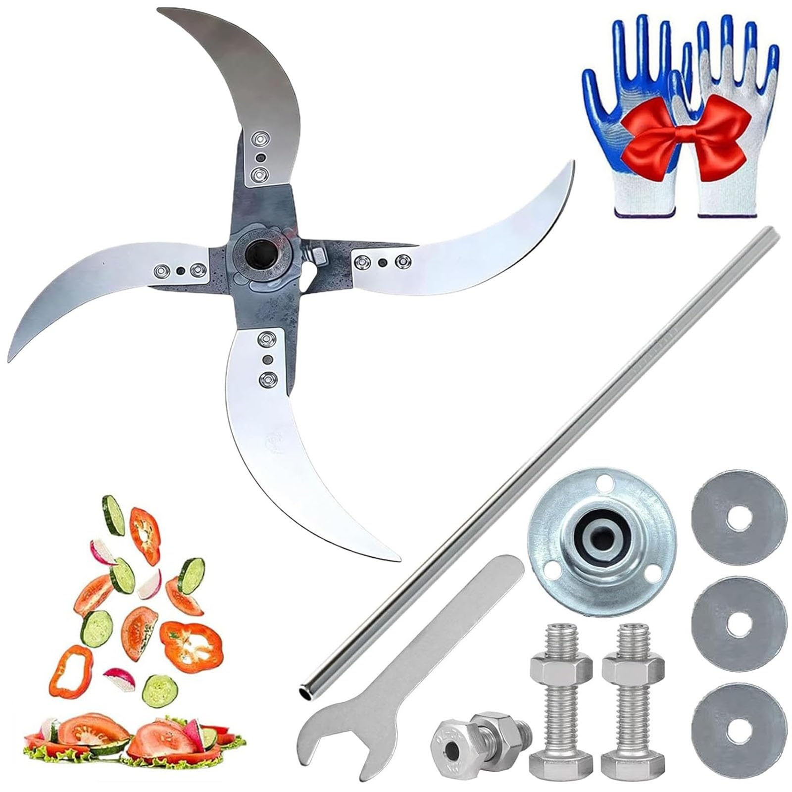 FJZFXKZL Household Farming Grass Shredder Knife Blades,Adjustable Diameter Vegetable Shredder Set with 12 Mounting Holes,Improved Chopping Efficiency for Grass and Vegetables(1set)