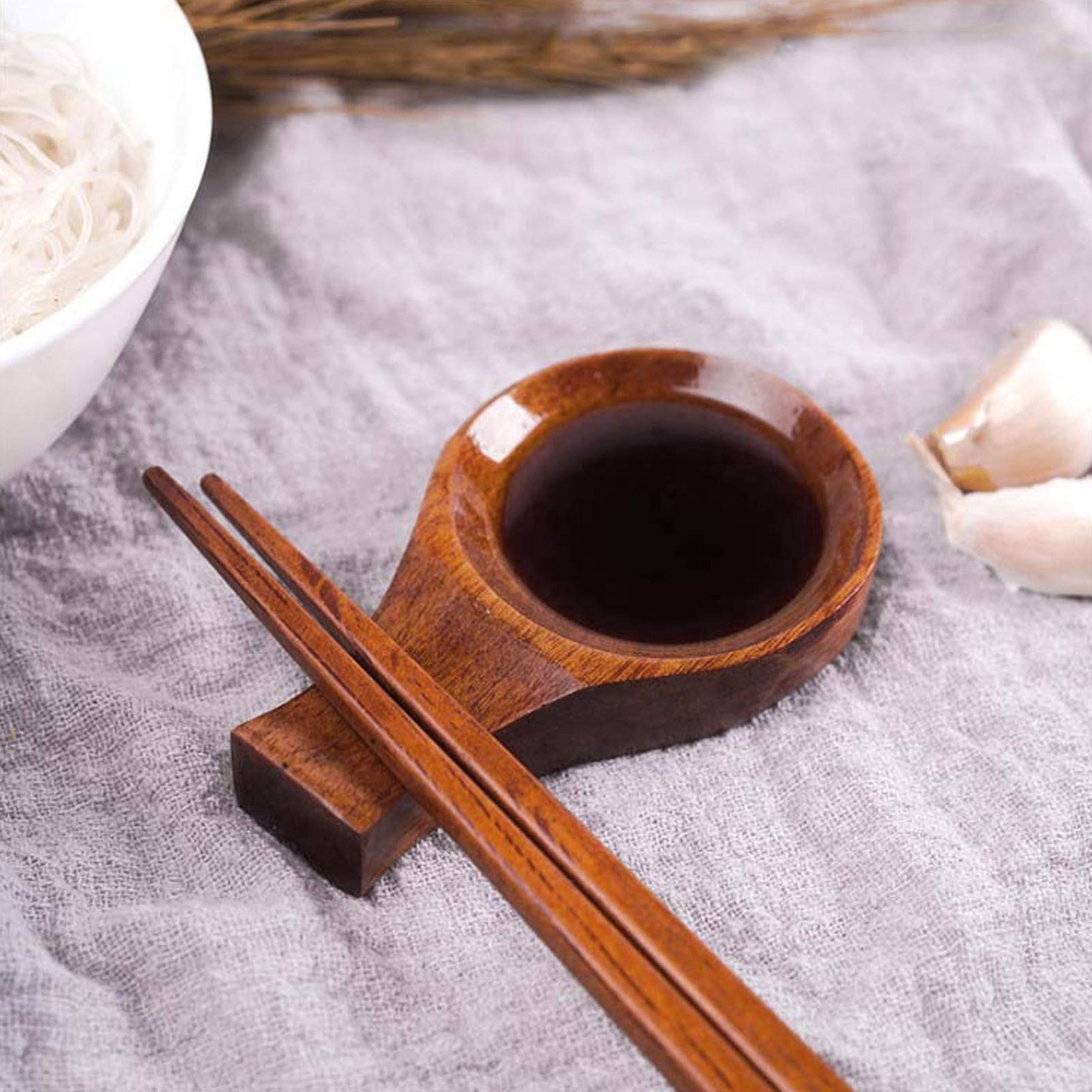 Dipping Bowl, 5pcs Sauce Serving Dish with Chopsticks Holder Mini Appetizer Plates for Condiment Sushi Ketchup BBQ Party