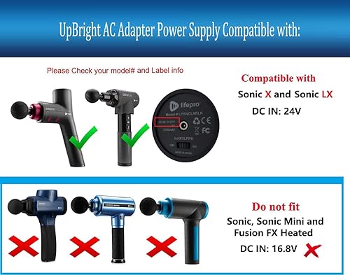 Miniatura 2 de UpBright Adaptador de CA de 24 V compatible con LifePro Life Pro Sonic X SonicX LPSNCXBLK LPSNCXBLU LX SonicLX LPSNCLXBLK LPSNCLXBLU Plus SonicPlus