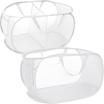Sturdy Collapsible Laundry Baskets, 2 Compartments Foldable Laundry Basket, Dirty Clothes Laundry Hamper for Bedroom, Bathroom, Kids Room, Dorm, Travel