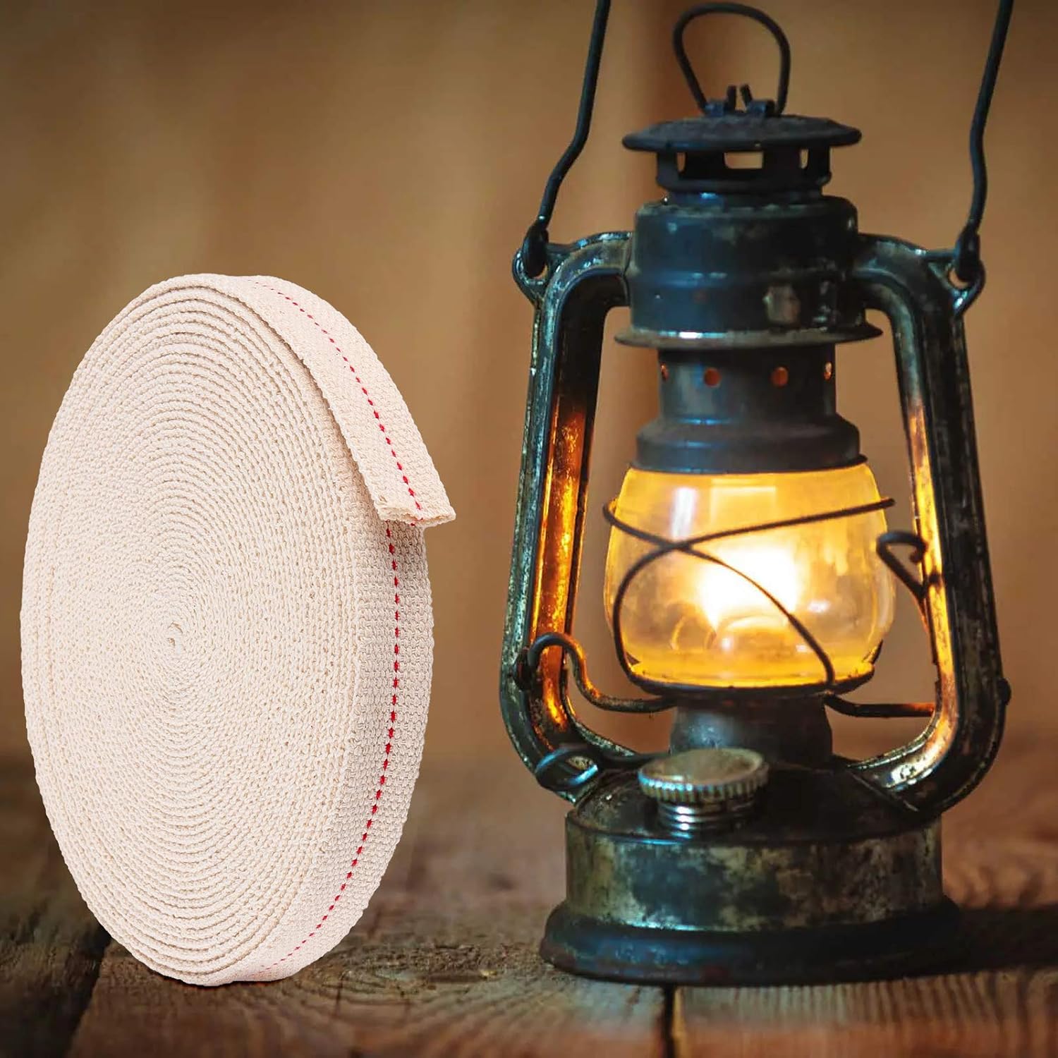 HAKZEON 1 Inch Oil Lamp Wick, 33 Feet Flat Cotton Wick, Replacement Oil Lanterns Wicks for Oil Kerosene Lightings and Burners