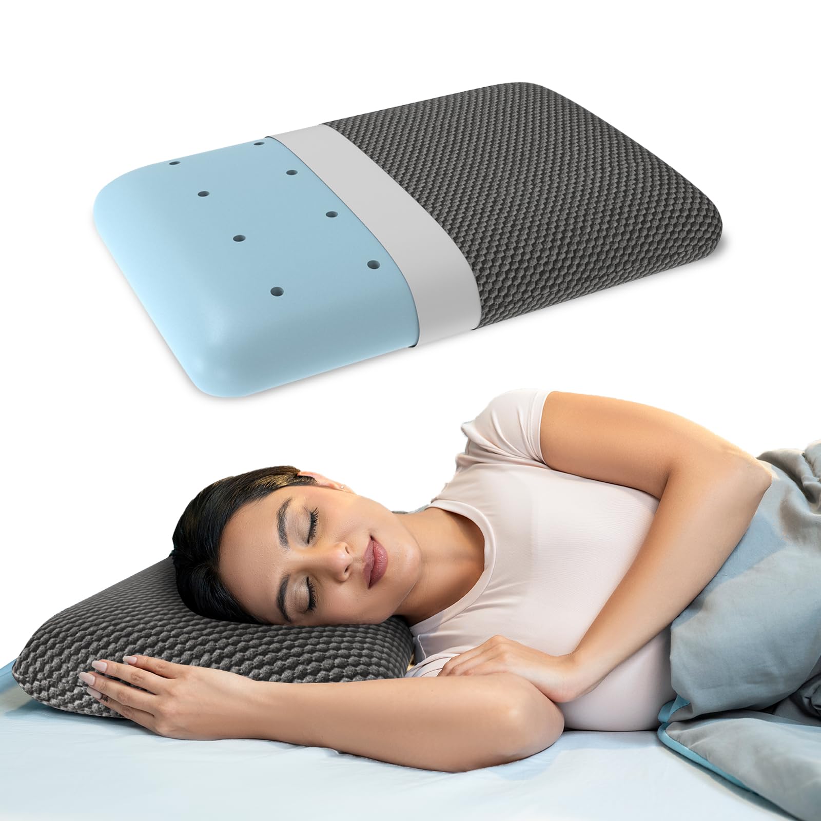 WELLGIVER Memory Foam Set of 1-Cool Gel Pillow for Neck & Shoulder Pain-Cervical Pillow for Sleeping-Orthopedic for Back, Side & Stomach Sleepers-Medium Firm-Standard-20 x 13 x 4 Inch