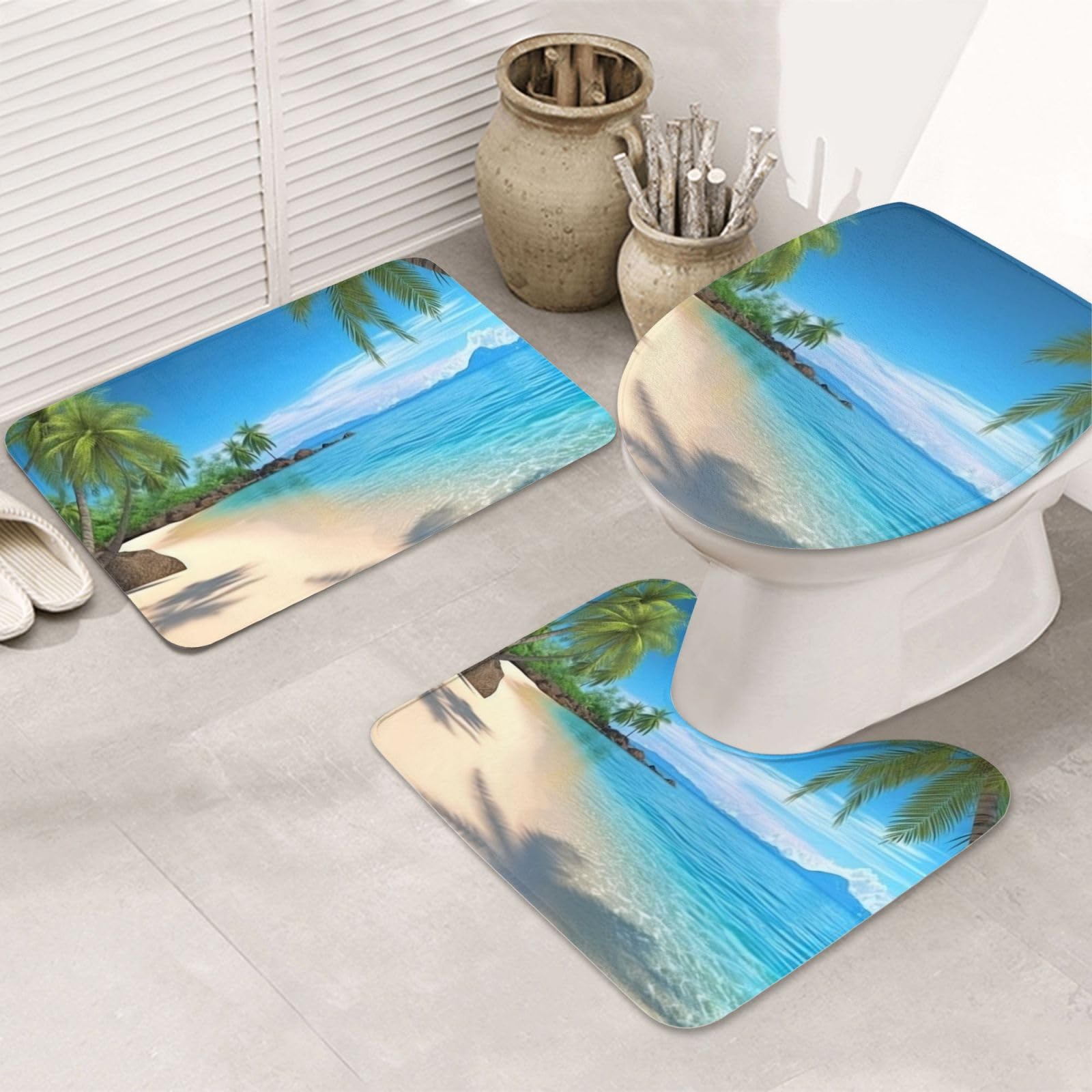 Tapis de bain flanelle microfibre super doux lot de 3 pièces