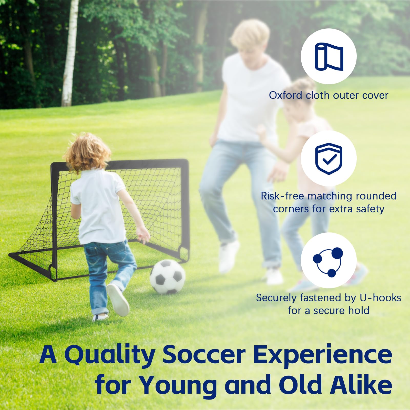 Buts de Football Pliables pour Enfants et Adultes, Lot de 2 avec Barres en Fibre de Verre et Filets de Qualité Supérieure