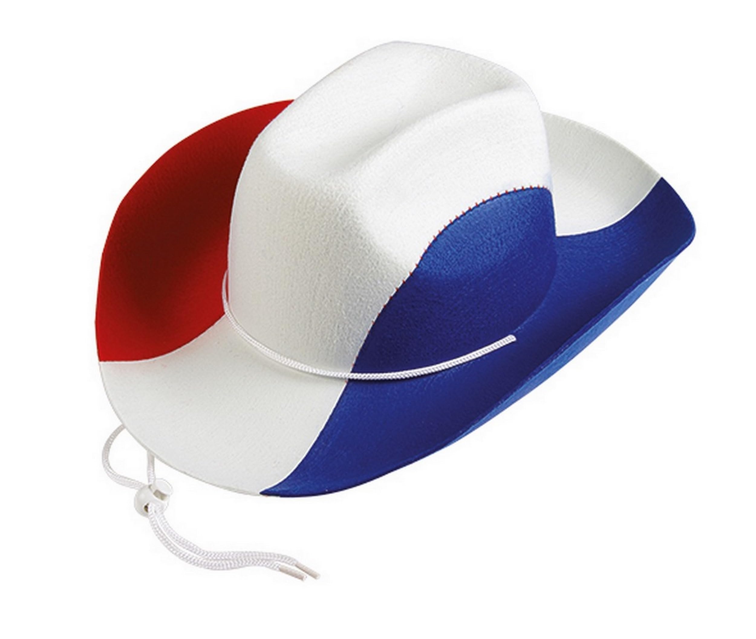 P'tit Clown- Chapeau de Cowboy-Bleu, Blanc, Rouge-Feutre-Adulte, Color sombrero de vaquero, talla única (19042)