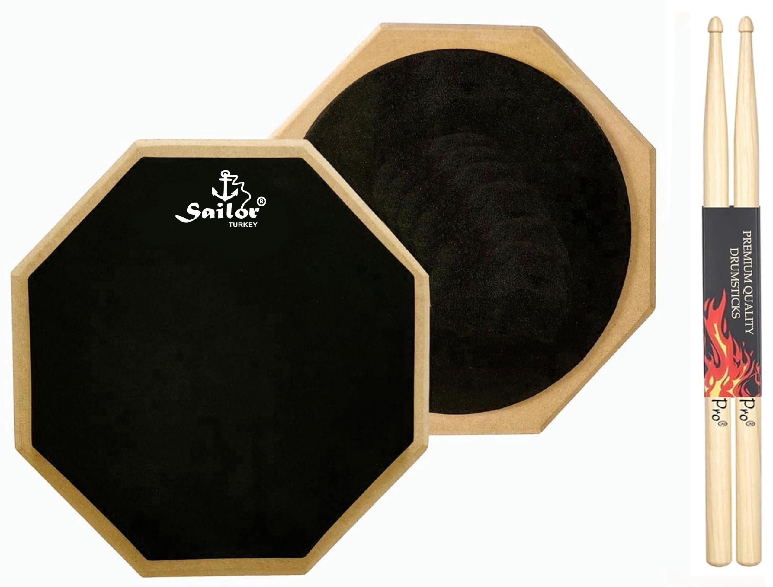 Sailor 12" Inches Two Sided Drum Practice Pad With Bag And Drum Sticks | Drum Pads with Sticks | Drum Pad for Practice - Suitable for Beginners & Professionals (12 inches)-image-19