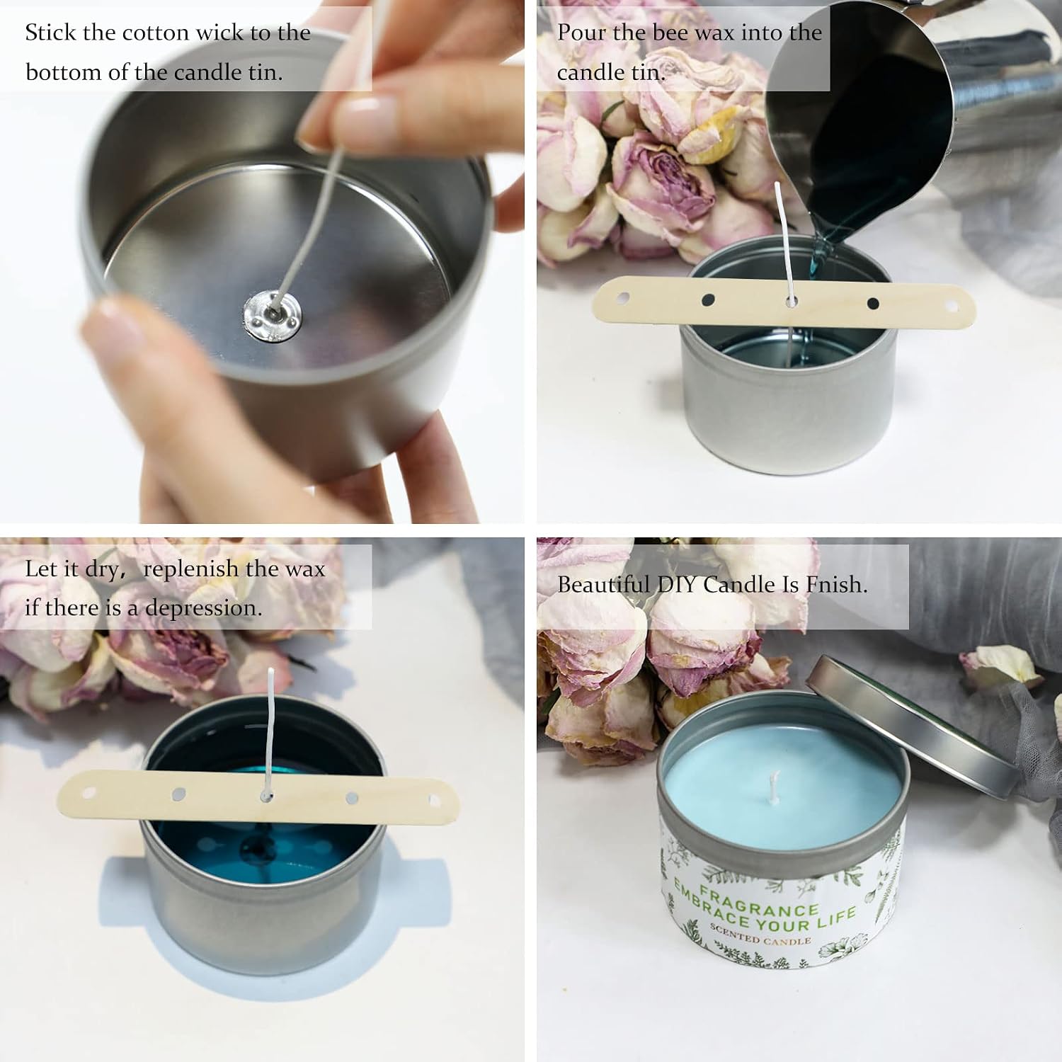Double Gift Candle Tins 8 oz, DIY Candle Containers Empty Candle Jars 18 Pack for Candle Making, Candle Supplies, Storage, Christmas Gifts, Silver