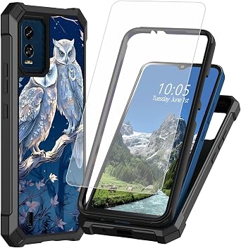 Case for BLU Speed 5G B1550VL 6.7" with Tempered Glass Screen Protector,Dual Layer Heavy Duty Shockproof Protective Cover for BLU Speed 5G,Blue Wls