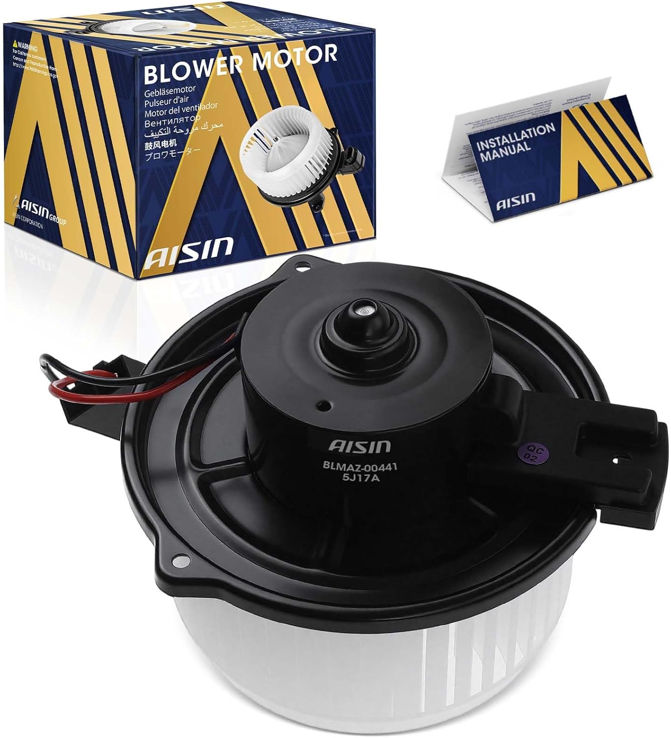 AISIN AFTERMARKET BLMAZ-00441 HVAC Blower Motor with Wheel Assembly - Compatible with Toyota 4Runner, Celica, Land Cruiser, Lexus RX330, ES300, ES330, LS400, LX470, Land Rover Discovery