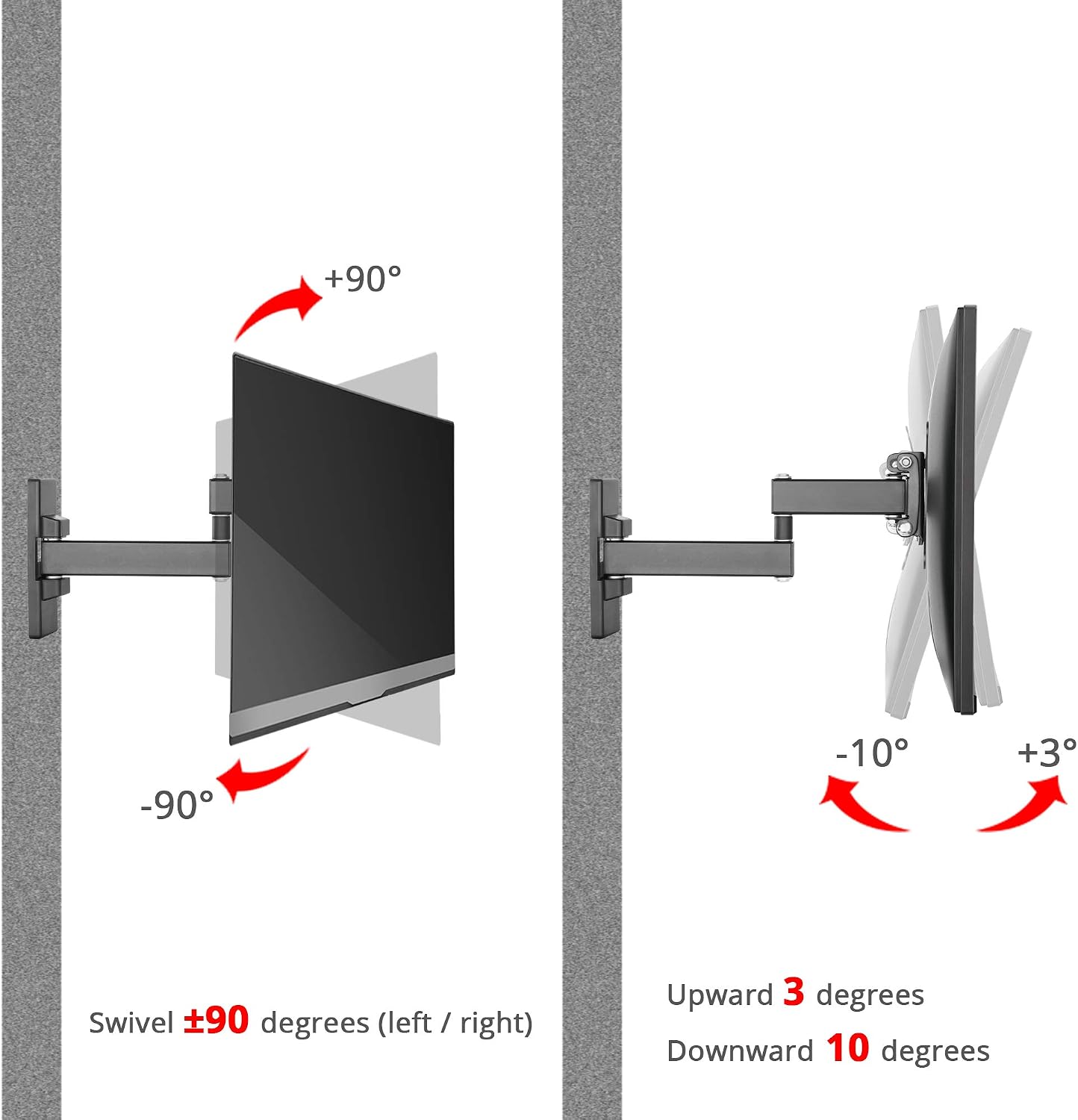 SIIG TV Monitor Wall Mount for Most 13" to 27" LCD Plasma Flat Screen Monitors up to 33lbs - VESA 75x75mm/ 100x100mm - Full Motion Articulating Adjustable Extension ARM