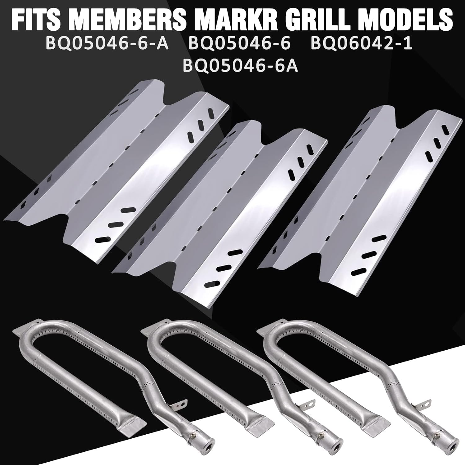 Replacement Parts for Members Mark BQ06042-1 BQ05046-6 BQ05046-6-A BQ05046-6A, Sam's Club, Outdoor Gourmet Gas Grill Models, Burner Tube, Steel Heat Plate Burner Cover