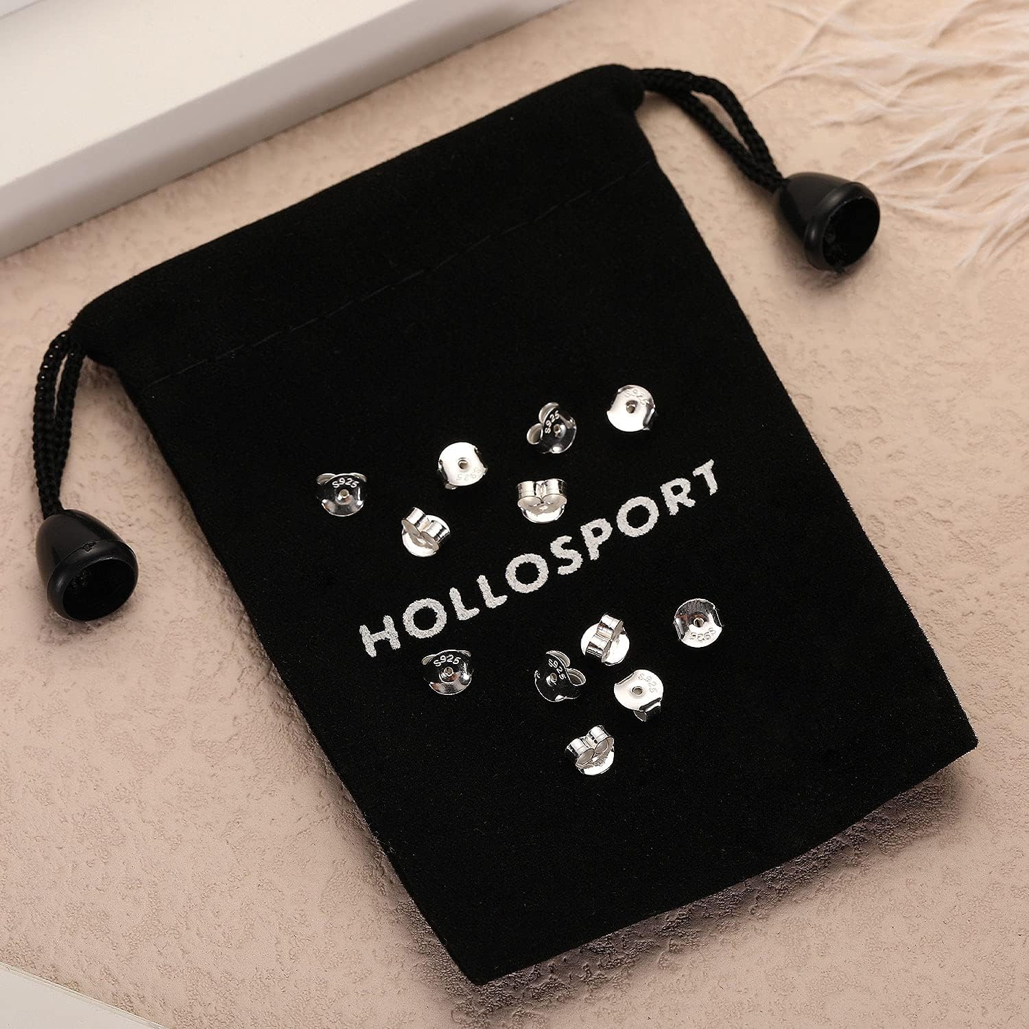 Hollosport S925 Sterling Silver Earring Backs Replacements for Posts, 12Pcs/6Pairs Pierced Earring Backings Secure for Studs, Hypoallergenic Safety Locking Round Metal Earing Stoppers 6.2X6.0X3.6mm