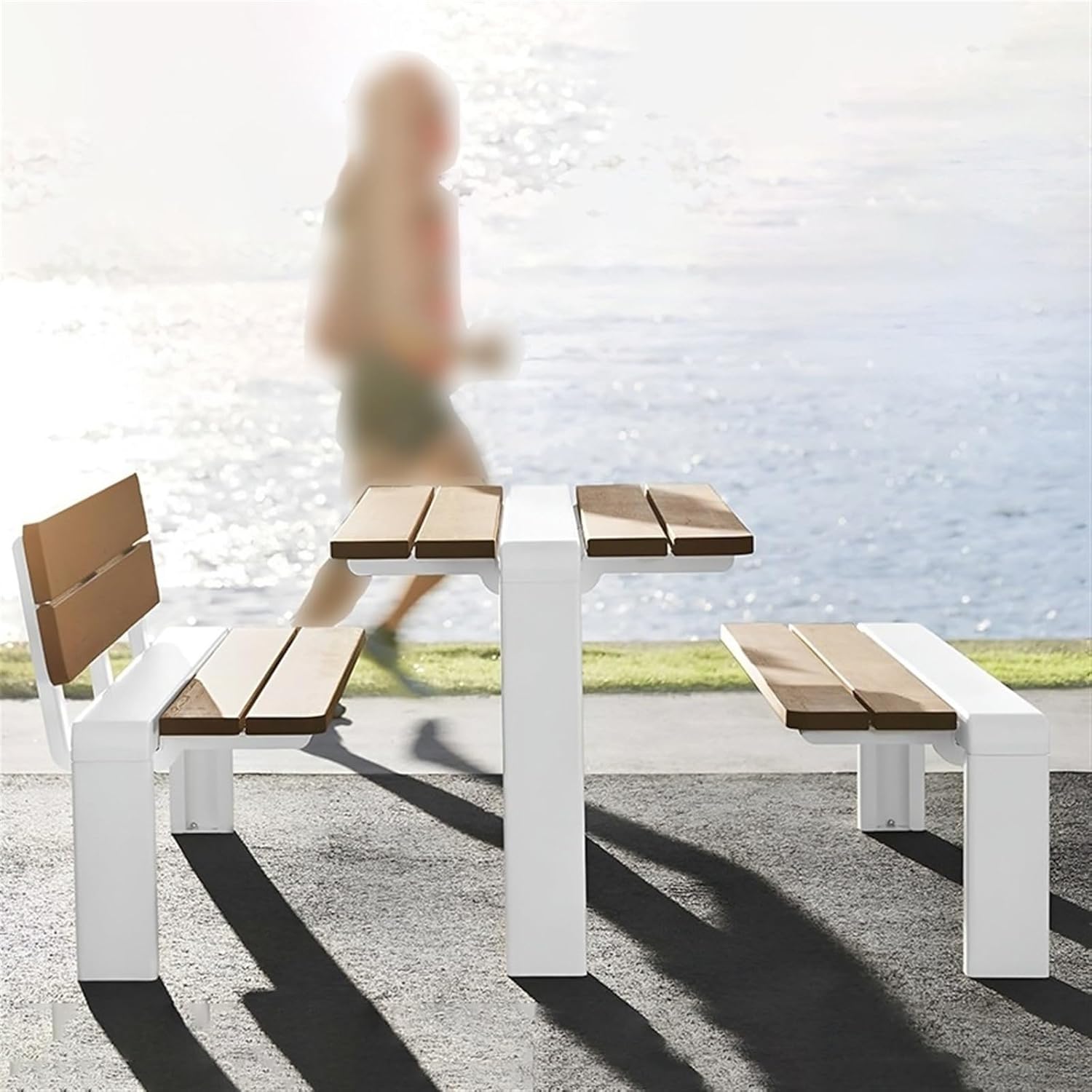 Garden Stainless Steel Outdoor Benches, Armless Long Leisure Chairs for Gardens, Courtyards, and Terraces Seat(Small)