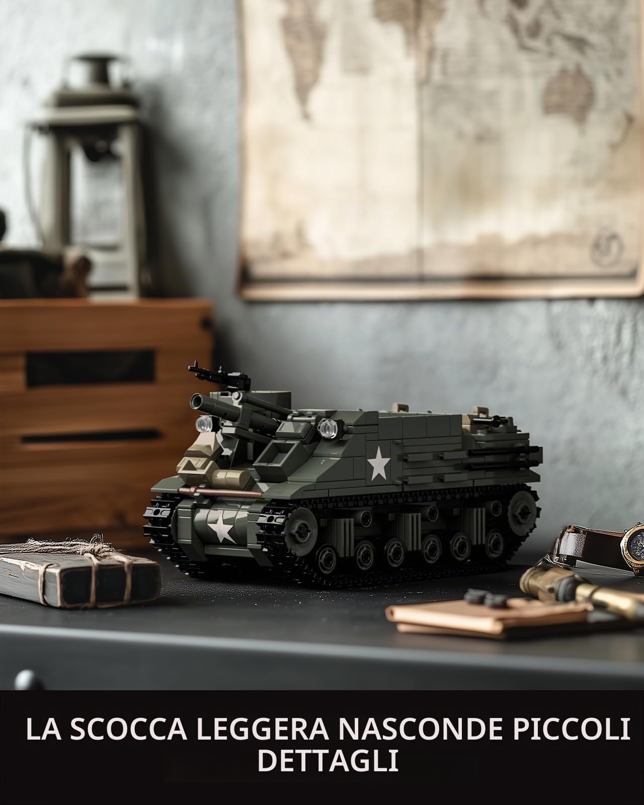Nifeliz Set di Costruzione del Modello di Carro Armato M7 Priest Militare, Set di Costruzione di Veicoli dell'Esercito Howitzer WW2 per Adulti, Set di Modelli Espositivi dell'Esercito da Collezione e