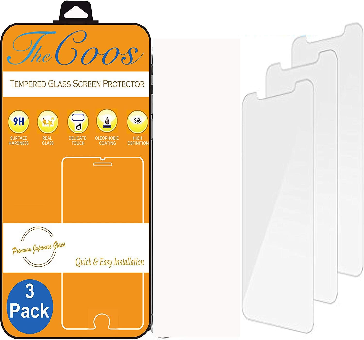 TheCoos [3-Pack] Tempered Glass Screen Protector for Apple iPhone 11 Pro, iPhone Xs and iPhone X