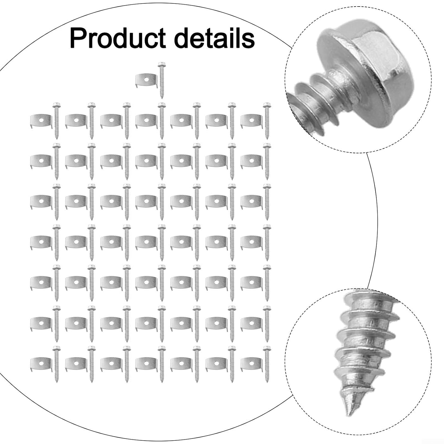 50PCS 304 Steel Fence Staples Softwood, Wire Mesh & Woven Fencing with Screws and Hex, Proof Garden Fasteners 1.6 Inch