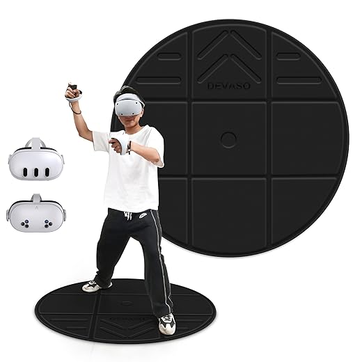 DEVASO Estera Plegable VR, Alfombra Redonda antifatiga, Antideslizante y cómoda, Accesorios de Juego de para PSVR2, Oculus/Meta Quest 2/Pro, Pico 4