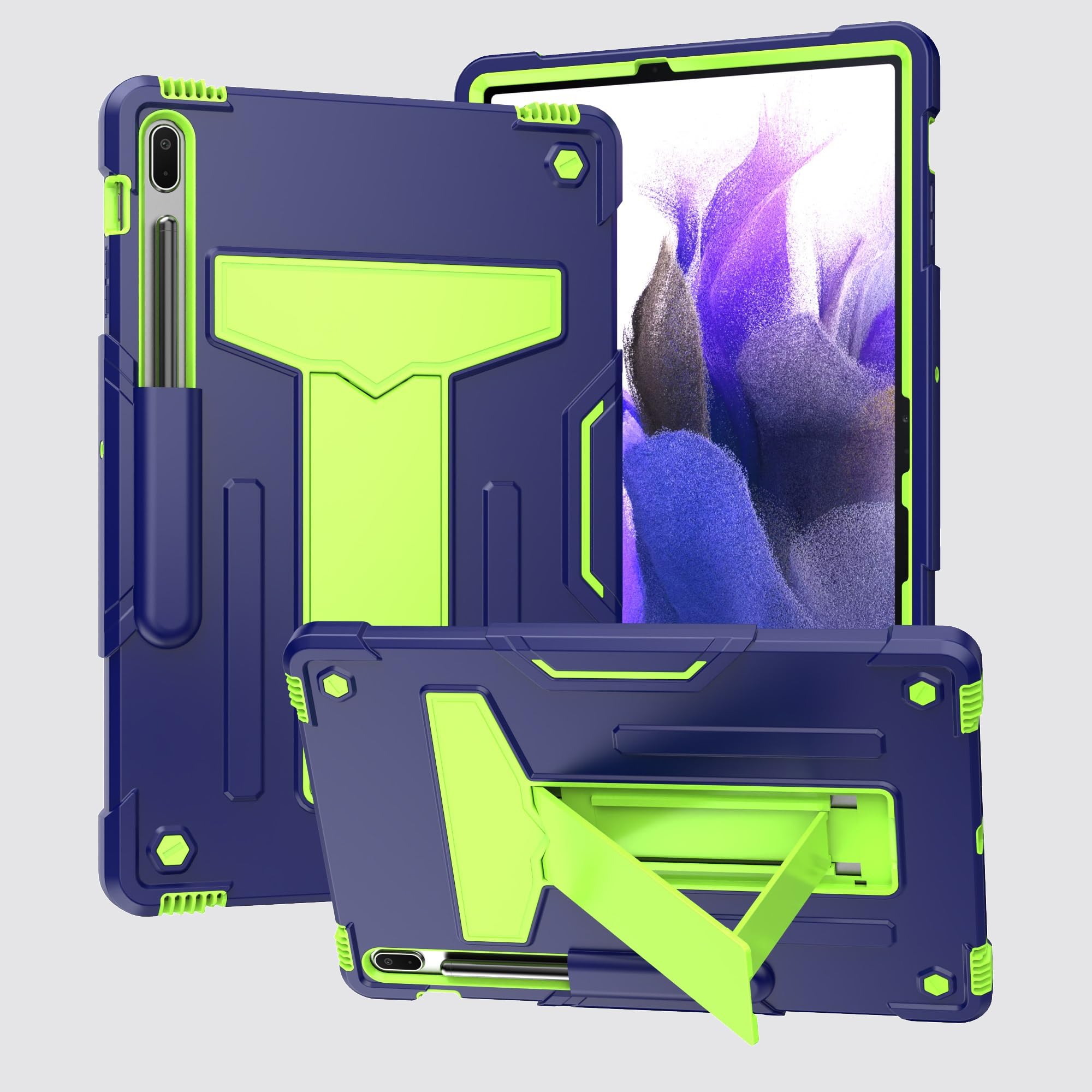 Coque robuste Samsung Galaxy Tab S7 Plus antichoc avec angles renforcés bleu - 5