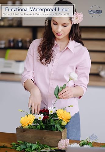 Miniatura 5 de Royal Imports Maceta de madera para flores, florero decorativo de madera con forro de plástico, cesta de almacenamiento de papel higiénico para caja