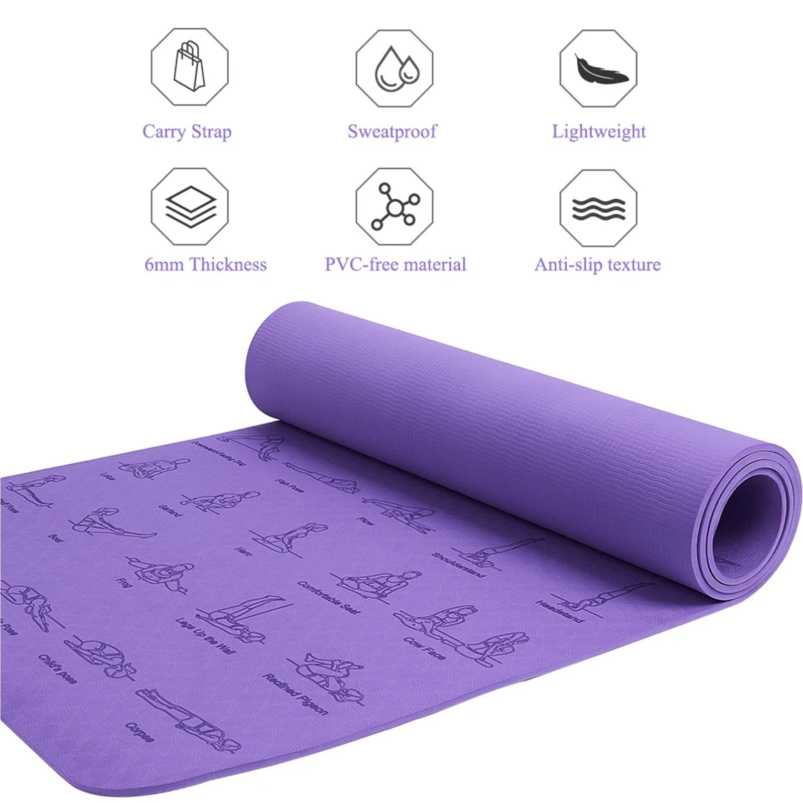 Yogamatte Yogamatte 183 cm * 61 0,6 Tpe Fitness for Männer und Frauen rutschfeste Übung 1 Stück