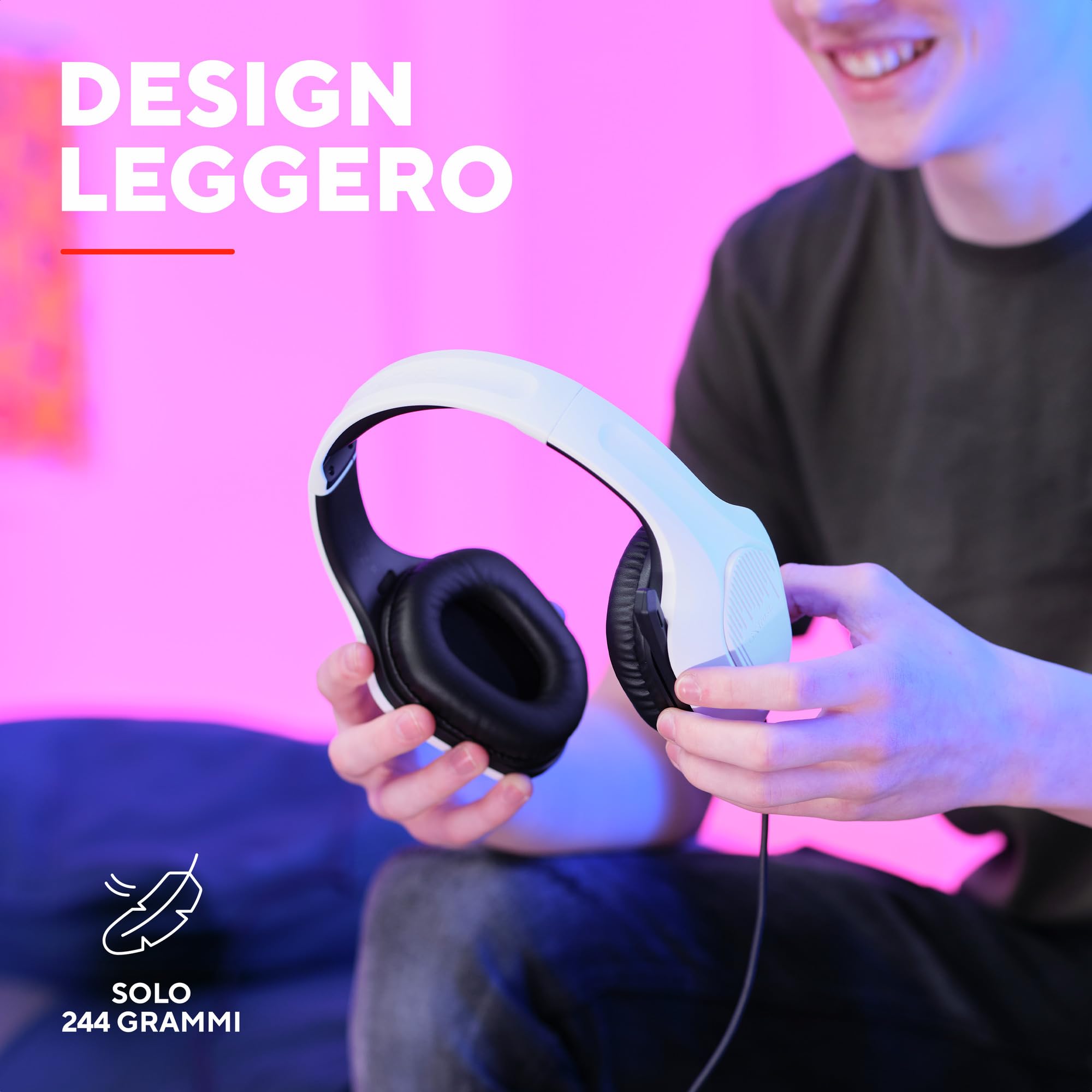 Trust Gaming GXT 418W Rayne Cuffie Gaming Leggere per PC Xbox PS4 PS5 Switch Mobile, Driver da 50 mm, Jack Audio 3.5 mm, Cavo 2m, Cuffie con Microfono Over-Ear, Bianco
