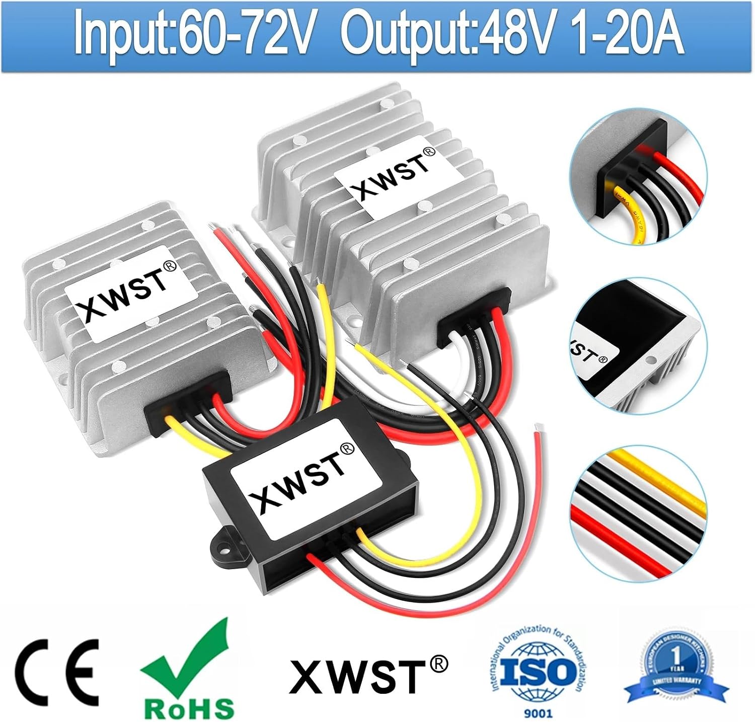 DC Converter 52-90v 60v 72v to 48v Step Down Buck 1A 2A 4A 10A 16A 20A dc Voltage Regulator for Car Device(16A)