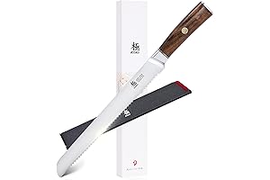 KYOKU 10 Inch Wooden Handle Bread Knife - Serrated Knife with Ergonomic Rosewood Handle